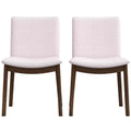 Laura Mid Century Modern Solid Wood Dining Chair Set Of 2 Beige Linen