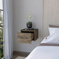 Elfrida Wall Mounted Nightstand, Sleek Single Drawer Design With Spacious Top Shelf Dark Brown Particle Board Engineered Wood