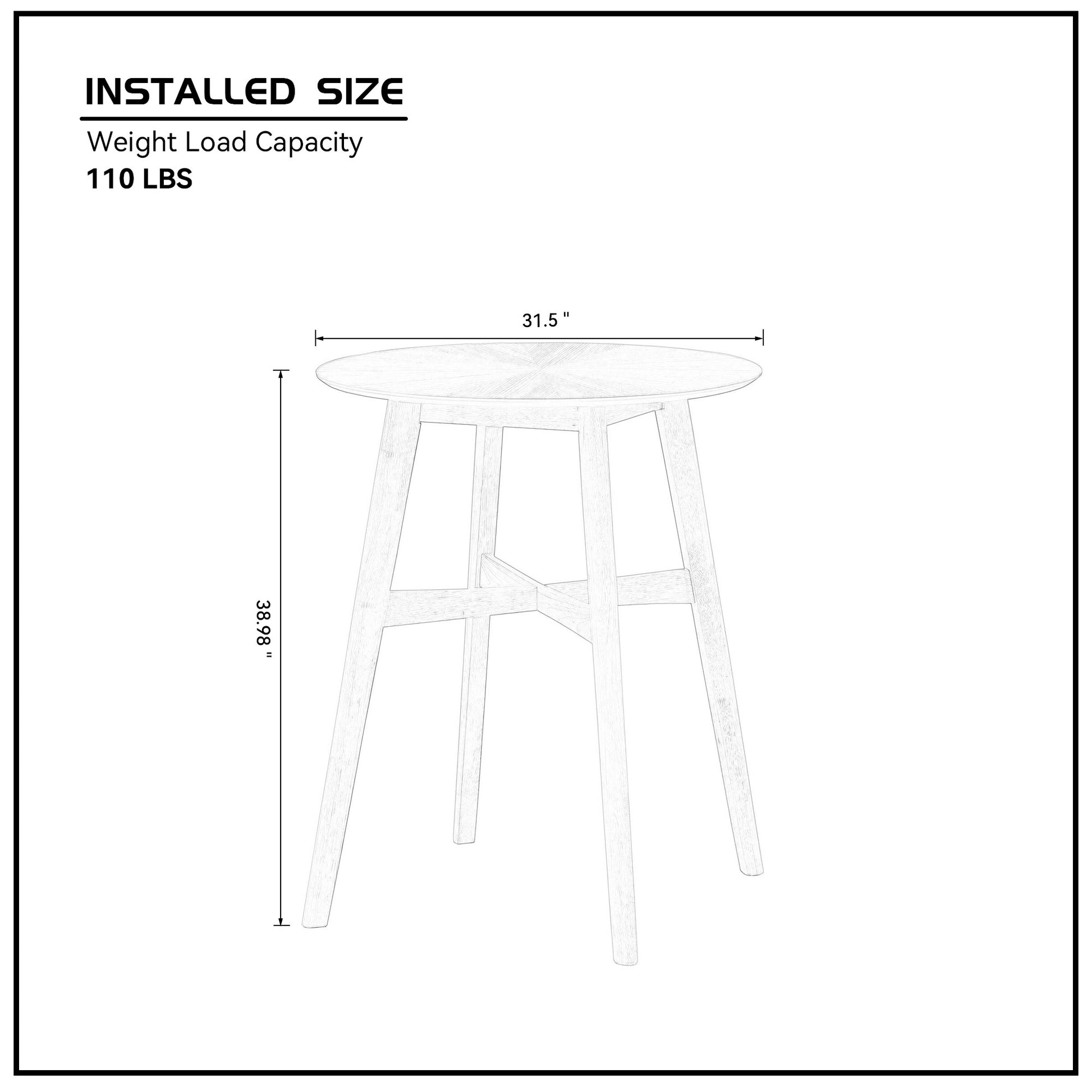 31.5 Inch Oversize Round Bar Table, Wooden High Top Kitchen Dining Table For Pub,Living Room,Restaurant,Cocktail Bar,Walnut Walnut Solid Wood