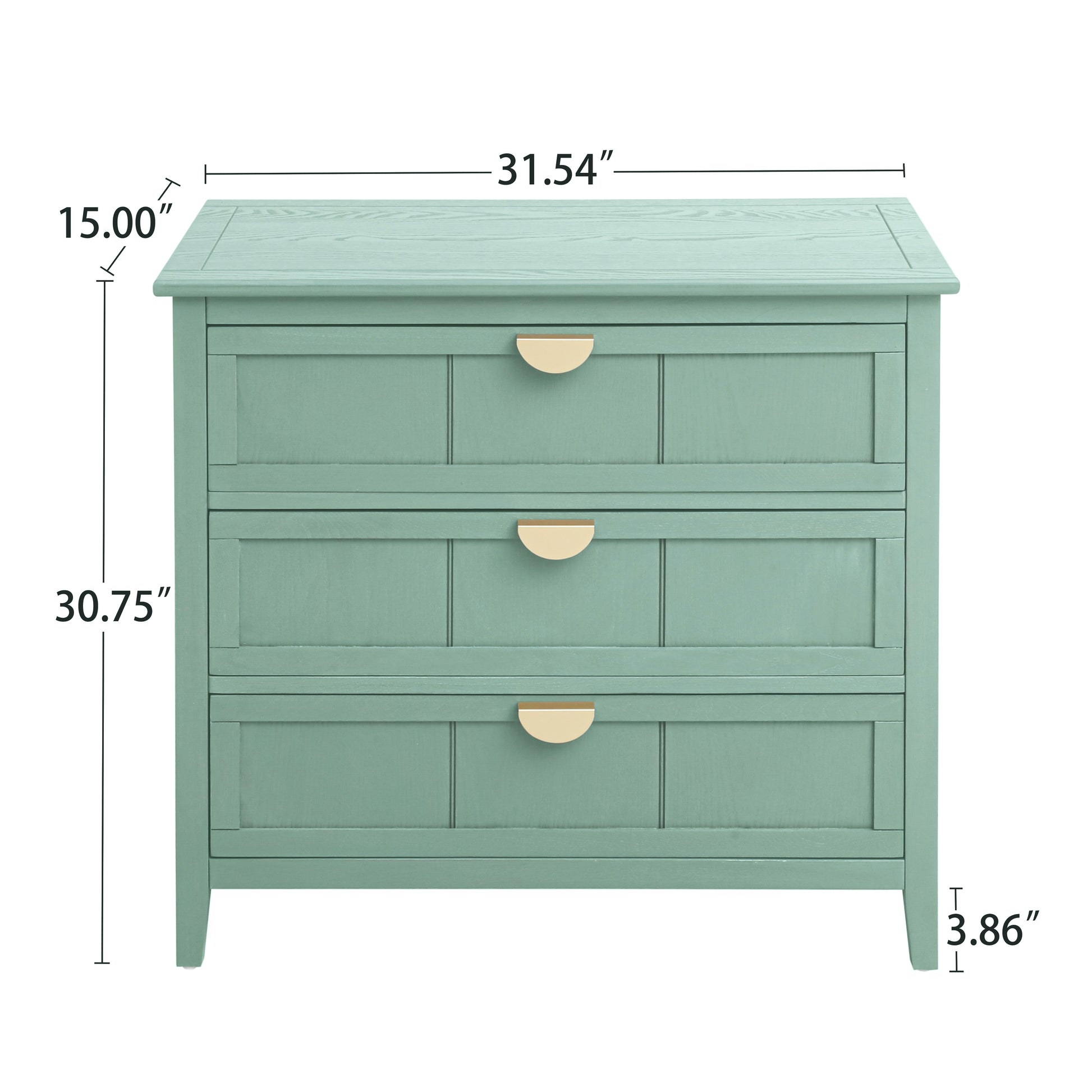 3 Drawer Cabinet, American Furniture,Suitable For Bedroom, Living Room, Study Light Green Mdf