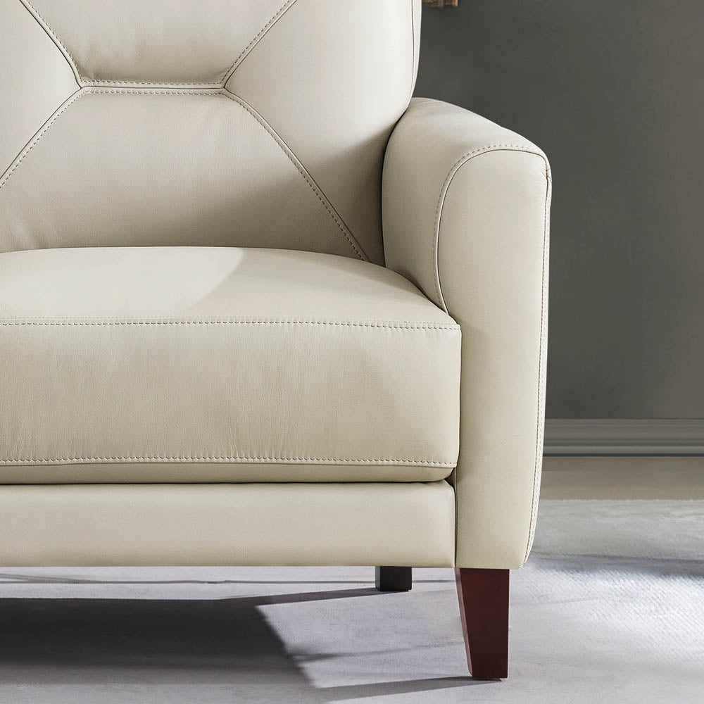 Mavis Leather Loveseat Beige Memory Foam Genuine Leather