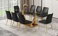 Table And Chair Set.Modern Rectangular Dining Table With Transparent Tempered Glass Tabletop And Gold Plated Metal Legs.Paried With 8 Comfortable Chairs With Pu Seats And Golden Metal Legs. Black Gold,Transparent Seats 8 Glass Metal