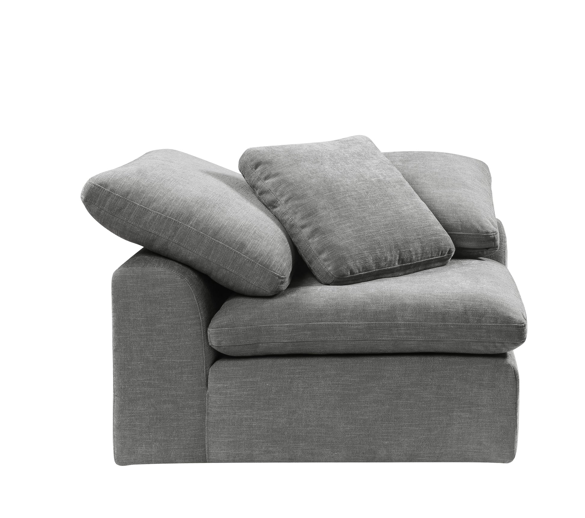 Naveen Modular Wedge W Pillow, Gray Linen Lv55141 Gray Upholstered 1 Seat