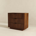 Lola Walnut Nightstand 3 Drawer Brown,Walnut,Wood Brown 3 Drawers Bedroom Bedside Cabinet Mid Century Modern Solid Wood Walnut Finish Solid Wood