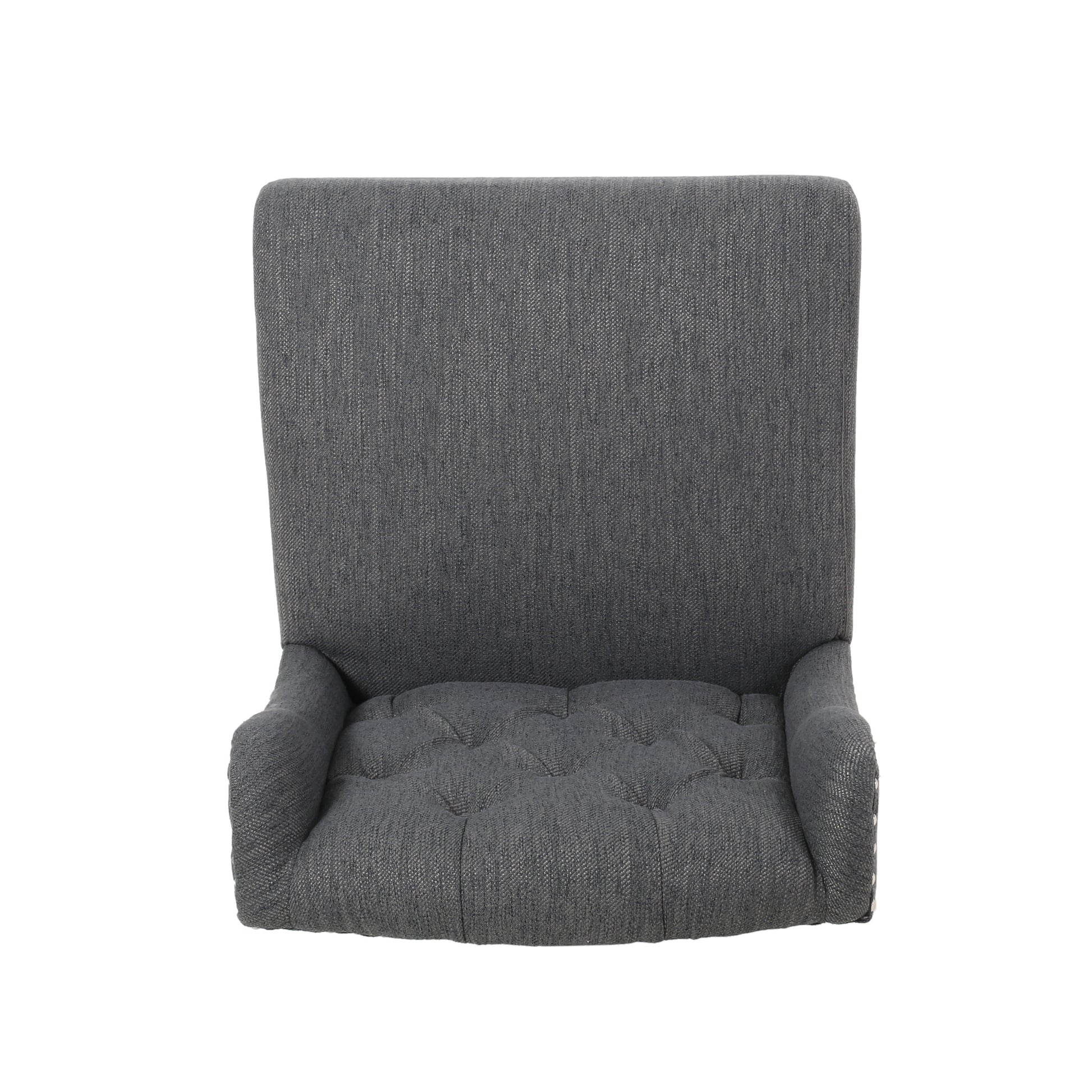 Vienna Contemporary Fabric Tufted Wingback 31 Inch Counter Stools, Set Of 2, Charcoal And Dark Brown Charcoal Fabric