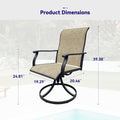 Swivel Dining Chairs Set Of 2, Outdoor Swiveltextilene Patio Chairs Lawn Chairs For Front Porch Backyard Deck No Rocker & Glider Black Brown Weather Resistant Frame Water Resistant Cushion Garden &