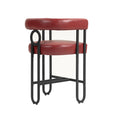 Coolmore Bar Stools Set Of 2, Modern Bar Stool With Back, Black Metal Frames, Upholstered Bar Stools For Kitchen Island, Pub, Club Wine Red Pu Wine Red Foam Pu Leather