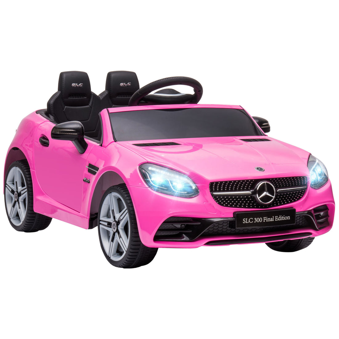 Aosom Mercedes Slc 300 Licensed Kids Electric Car With Remote Control, 12V Battery Powered Kids Ride On Car With Music, Lights, Suspension For 3 6 Years Old, Pink Pink Plastic