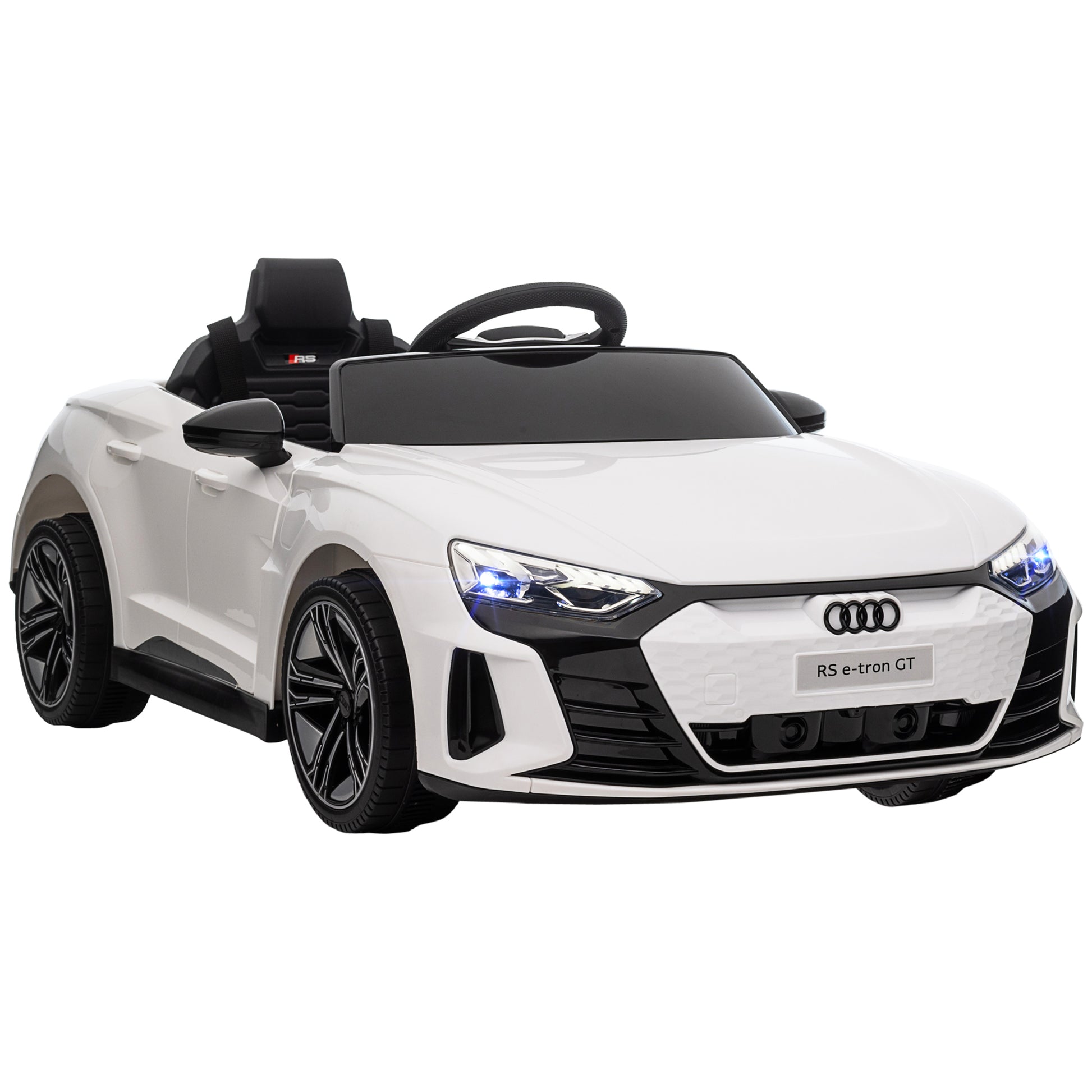 Aosom Kids Ride On Car, 12V Licensed Audi Rs E Tron Gt 3.1 Mph Electric Car For Kids, Ride On Toy For Boys And Girls With Remote Control, 4 Wheels With Suspension, Horn, Music, Lights, White White Iron Plastic