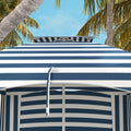 Outsunny 5.8' X 5.8' Portable Beach Umbrella With Double Top, Ruffled Outdoor Cabana With Walls, Vents, Sandbags, Carry Bag, Blue & White Stripe Multicolor Polyester