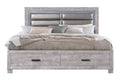 Rover Grey King Bed Gray Solid Wood Mdf