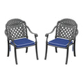Cast Aluminum Patio Dining Chair 2Pcs With Black Frame And Cushions In Random Colors Yes Dining Set Black Rust Resistant Frame Water Resistant Cushion Garden & Outdoor Complete Patio Sets Aluminium