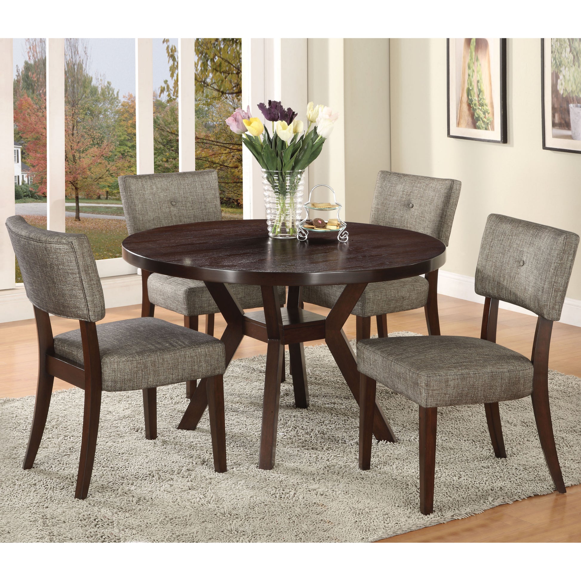 Grey And Espresso Padded Side Chair Set Of 2 Solid Espresso Dining Room Side Chair Solid Back Set Of 2 Wood Fabric