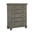 Transitional Rustic Style Coffee And Antique Gray 5 Drawer Chest 1Pc Flat Knobs Classic Bedroom Furniture Antique Gray,Coffee Wood