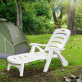 Outsunny Outdoor Chaise Lounge, 5 Level Adjustable Backrest Lounge Chair With Wheels, Folding Tanning Chair For Pool, Beach, Patio, Garden, White White Polypropylene