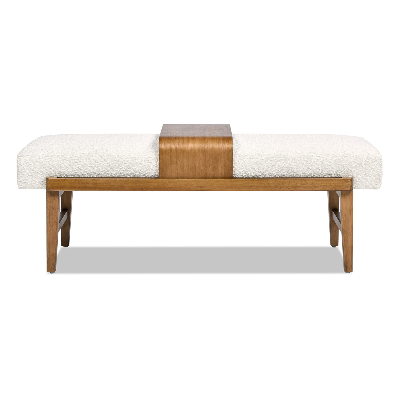 Billie 52" Modern Telephone Bench With Sliding Shelf, Ivory White Boucle White Foam Boucle