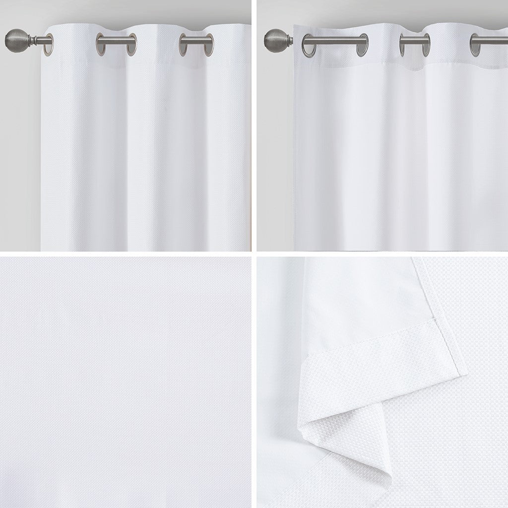 Basketweave Room Darkening Curtain Panel Pair 2 Pcs Window Panels White Polyester