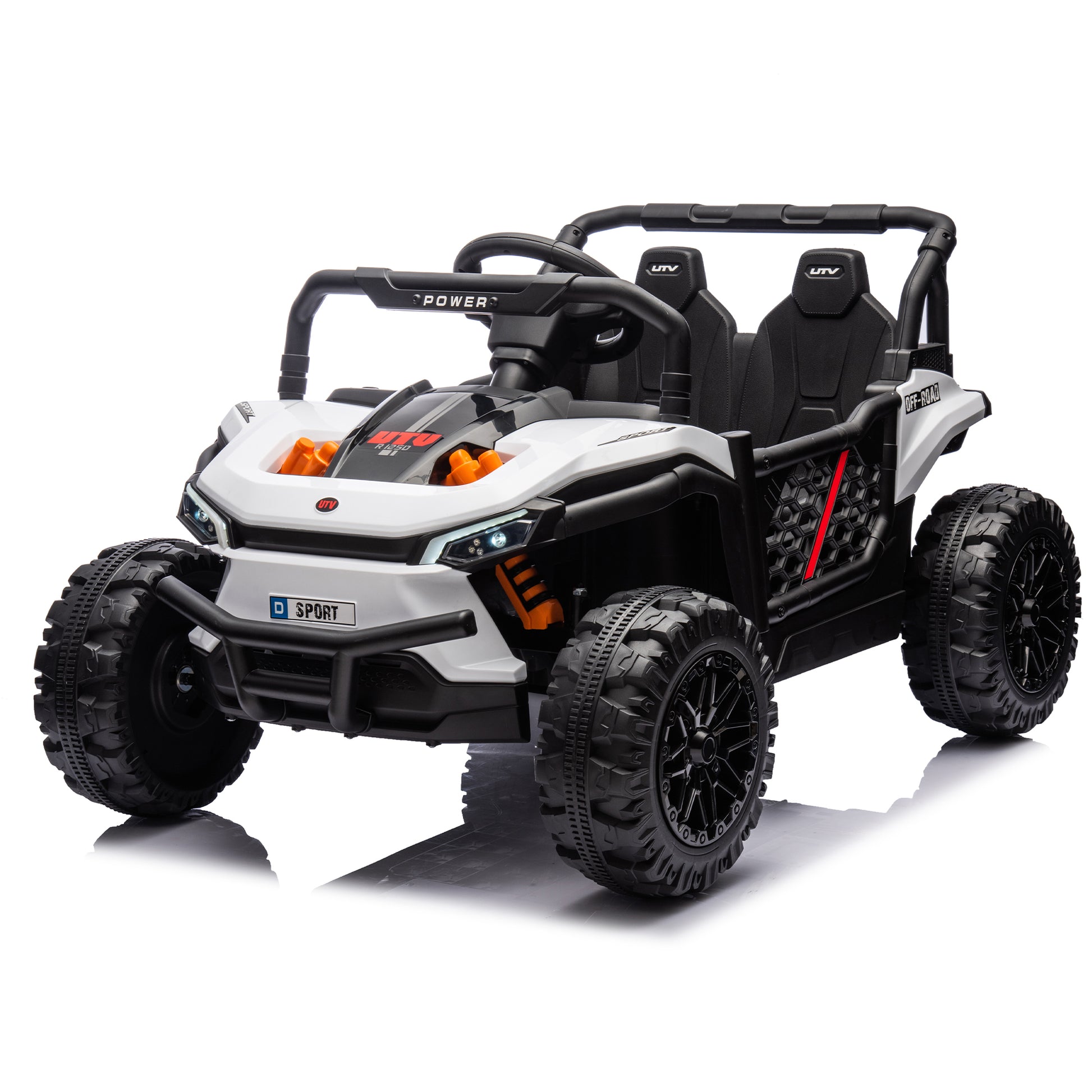 24V Kids Ride On Utv,Electric Toy For Kids W Parents Remote Control,Four Wheel Suspension,Low Start,Adjustable Speed,Multimedia Player,Early Education,Bluetooth,Rear Storage Space For Kids Aged 3 . White 50 99 Lbs Polypropylene