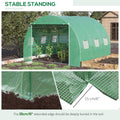 Outsunny 10' X 10' X 6.5' Walk In Tunnel Hoop Greenhouse, Polyethylene Pe Cover, Steel Frame, Roll Up Zipper Door & Windows For Flowers, Vegetables, Tropical Plants, Green Green Steel