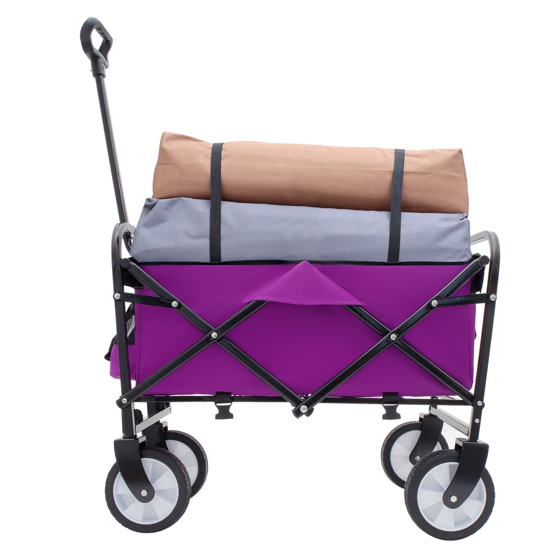 Minimeetall Strapcollapsible Foldable Wagon Cart With Strapping System Beach Wagonutility Cartutility Wagon Grocery Cart For Camping Shopping Sports Gardeing Fishing Supports 225Lbs Purple Purple