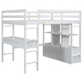 Full Size Loft Bed With Built In Desk With Two Drawers, And Storage Shelves And Drawers,White Old Sku:Gx000320Aak 1 Box Spring Not Required Full White Wood Bedroom Pine