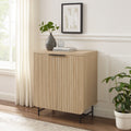 Modern Scandi Fluted Door Storage Console Coastal Oak Light Brown Mdf Mdf