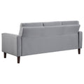 Bow 77 Inch Sofa, Grid Tufted Back, Track Arms, Self Welt Trim, Gray Grey Black Plywood 3 Seat