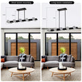 Rectangle Chandelier For Dining Room, 8 Light Black Farmhouse Linear Pendant Light Fixture, Modern Crystal Hanging Lighting Chandelier For Lobby, Kitchen, Bedroom, Living Room, Conference Room, Home