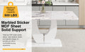 Table And Chair Set, Modern Luxurious White Imitation Marble Pattern Mdf Dining Table,Rectangular Dining Table, Matched With Uniquely Shaped Pu High Backrest Seats,Suitable For Various Occasions. White Black Seats 4 Mdf