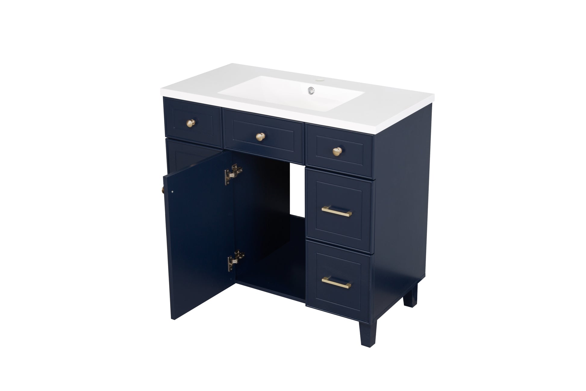 36" Bathroom Cabinet Only, Without Basin, 23V07 36Nb Navy Blue Mdf