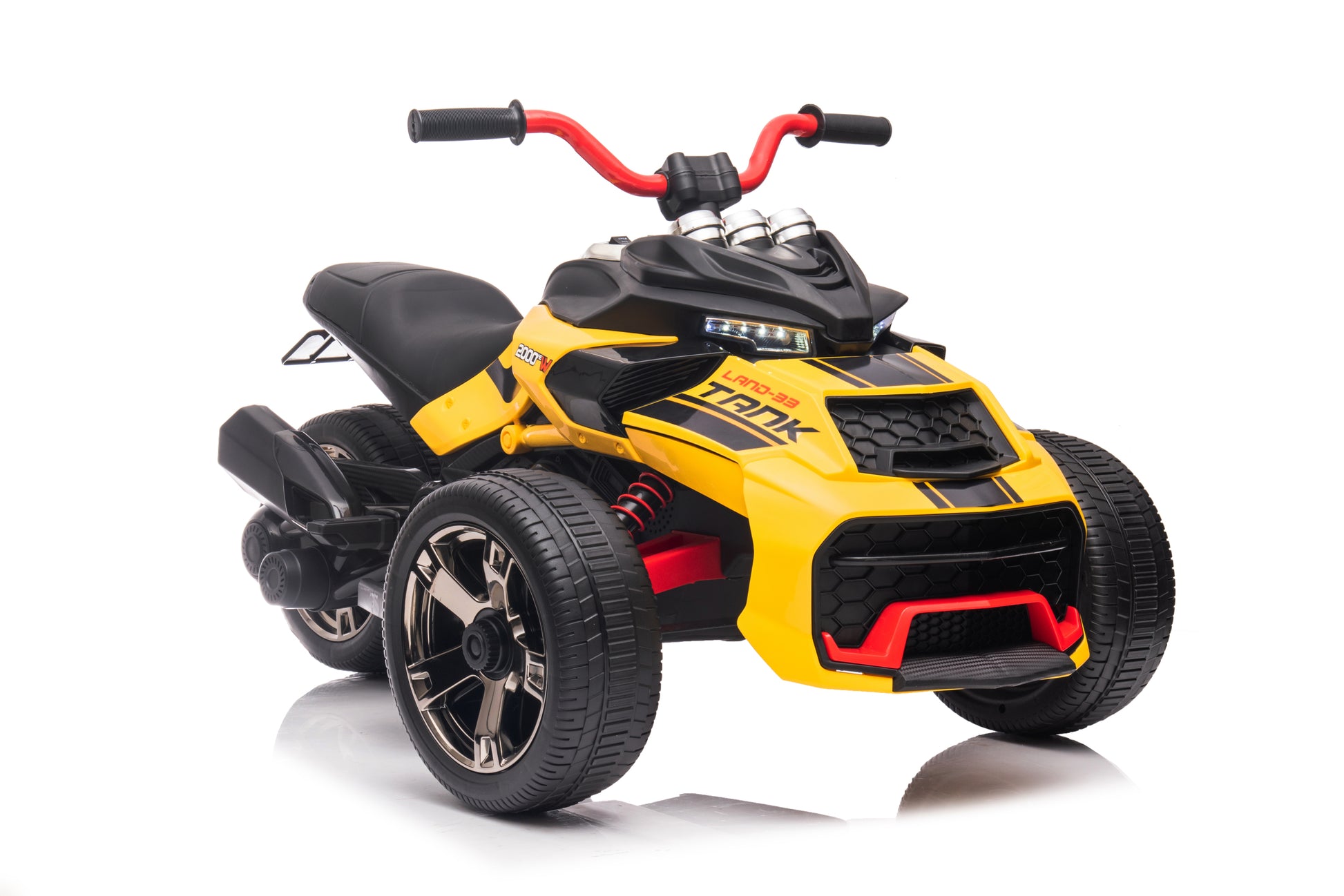 24V Kids Ride On Atv, 3 Wheeler Electric Vehicle, Battery Powered Ride On Motorcycle For Boys Girls With Led Lights, Music, High Low Speed, Soft Start,Without Rc Yellow 3 To 4 Years Plastic Indoor & Outdoor Use