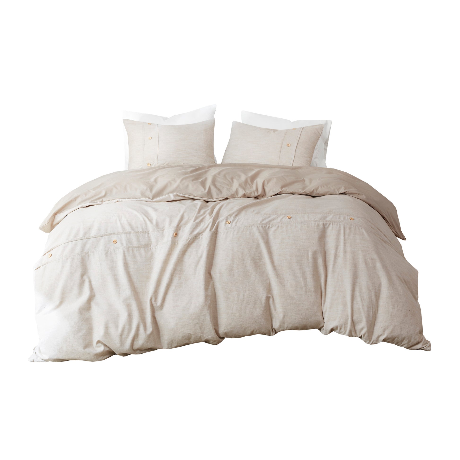 3 Piece Organic Cotton Oversized Duvet Cover Set Natural King Cal King Natural Cotton