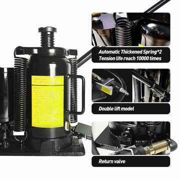 Air Hydraulic Bottle Jack, 20 Ton 40000 Lbs Bottle Jack, 10.23 20.07 Inch Lifting Range, Manual Handle And Air Pump, For Car, Pickup, Truck, Rv, Auto Repair, Industrial Engineering Black Steel
