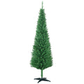 Homcom 6' Artificial Pencil Christmas Tree, Slim Xmas Tree With 390 Realistic Branch Tips And Plastic Stand, Light Green Light Green Plastic