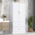 Tall Bathroom Storage Cabinet, Cabinet With Two Doors And Drawers, Adjustable Shelf, Mdf Board, White White Mdf