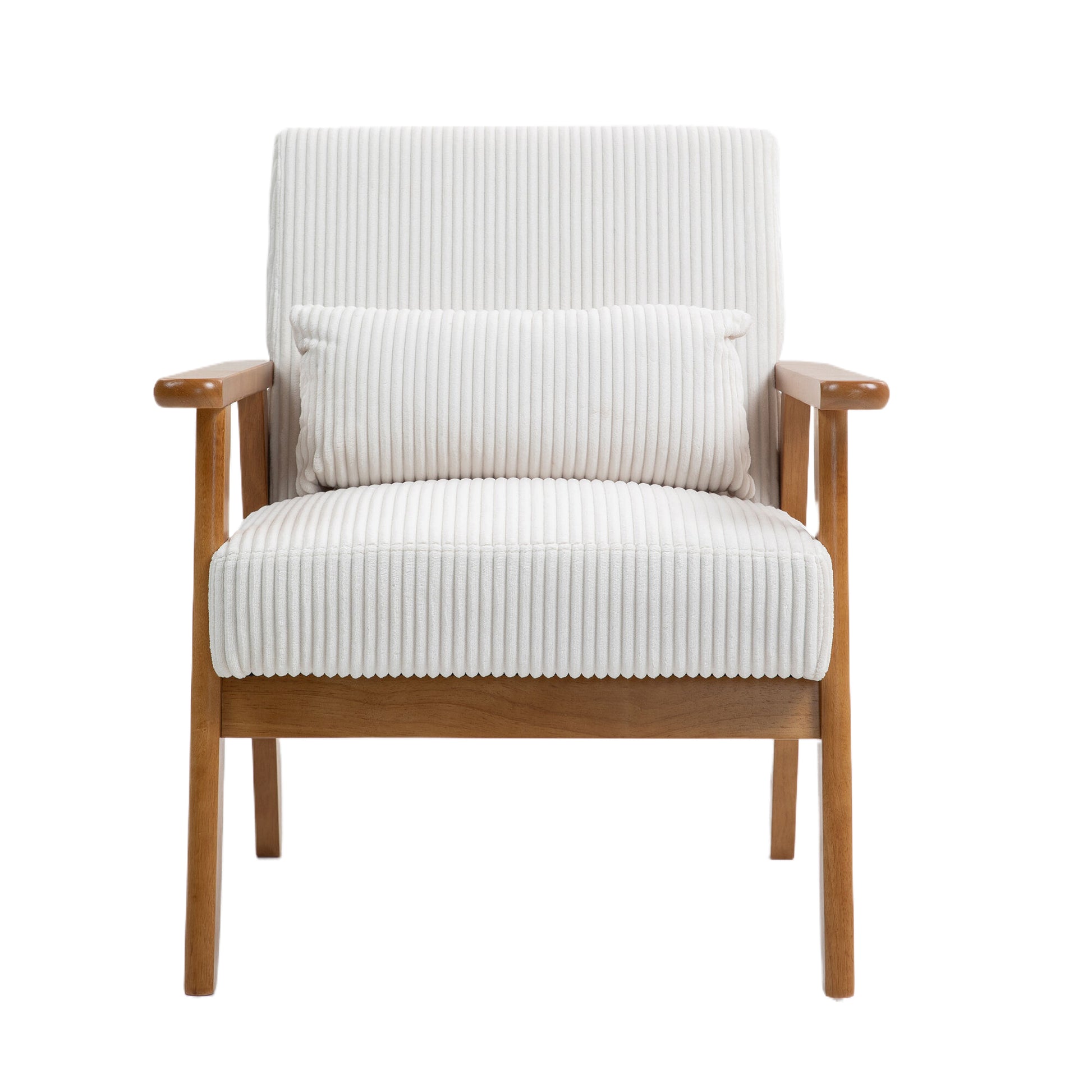 Leisure Chair With Solid Wood Armrest And Feet, Leisure Chair, Wood Frame, Velvet, Solid Rubber Wood Legs, Mid Century Modern Accent Chair, For Living Room Bedroom Studio Chair,Two Packs Beige Corduroy