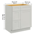 30 In. W X 21 In. D X 34.5 In. H In Shaker Dove Plywood Ready To Assemble Floor Vanity Sink Base Kitchen Cabinet With Left Door Light Gray Plywood