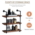 Homcom 3 Tier Industrial Pipe Shelves, Floating Wall Mounted Bookshelf, Metal Frame Display Rack For Living Room Or Bedroom, Rustic Brown Brown Mdf