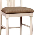 Sabrina Cottage Counter Height Chair Withfabric Cushion, Tan & White, Set Of 2 White Wood Fabric