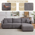 Multi Module Combination Style Sofa For Living Room, Bedroom And Other Lounge Spaces, Modern Minimalist Corduroy Combination Sofa With 2 Comfort Cushions With Usb & C Charging Ports,Gray,Two Sets Gray Foam Fabric 8 Seat