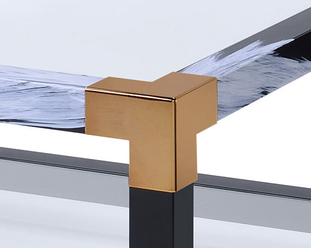 Lafty Clear Glass & White Brushed Finish Coffee Table Multi Glass,Metal