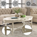 Fordon French Antique White Finish Coffee Table Ivory Synthetic Wood