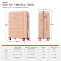 Luggage Sets 4 Piece, Abs Durable Suitcase With Travel Bag, Abs Hard Shell Luggage With Spinner Wheels, Pink Pink Abs