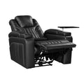 Pu Leather Power Recliner Home Theater Recliner With Power Adjustable Headrest, Wireless Charging Device, Usb Port, Storage Arms, Cup Holder And Swivel Tray Table For Living Room, Black Black Foam Pu Leather