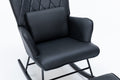 Rocking Chair, Glider Chair,Rocking Accent Chair With Lumbar Pillow And Ottoman For Nursery Living Room Bedroom Black Pu