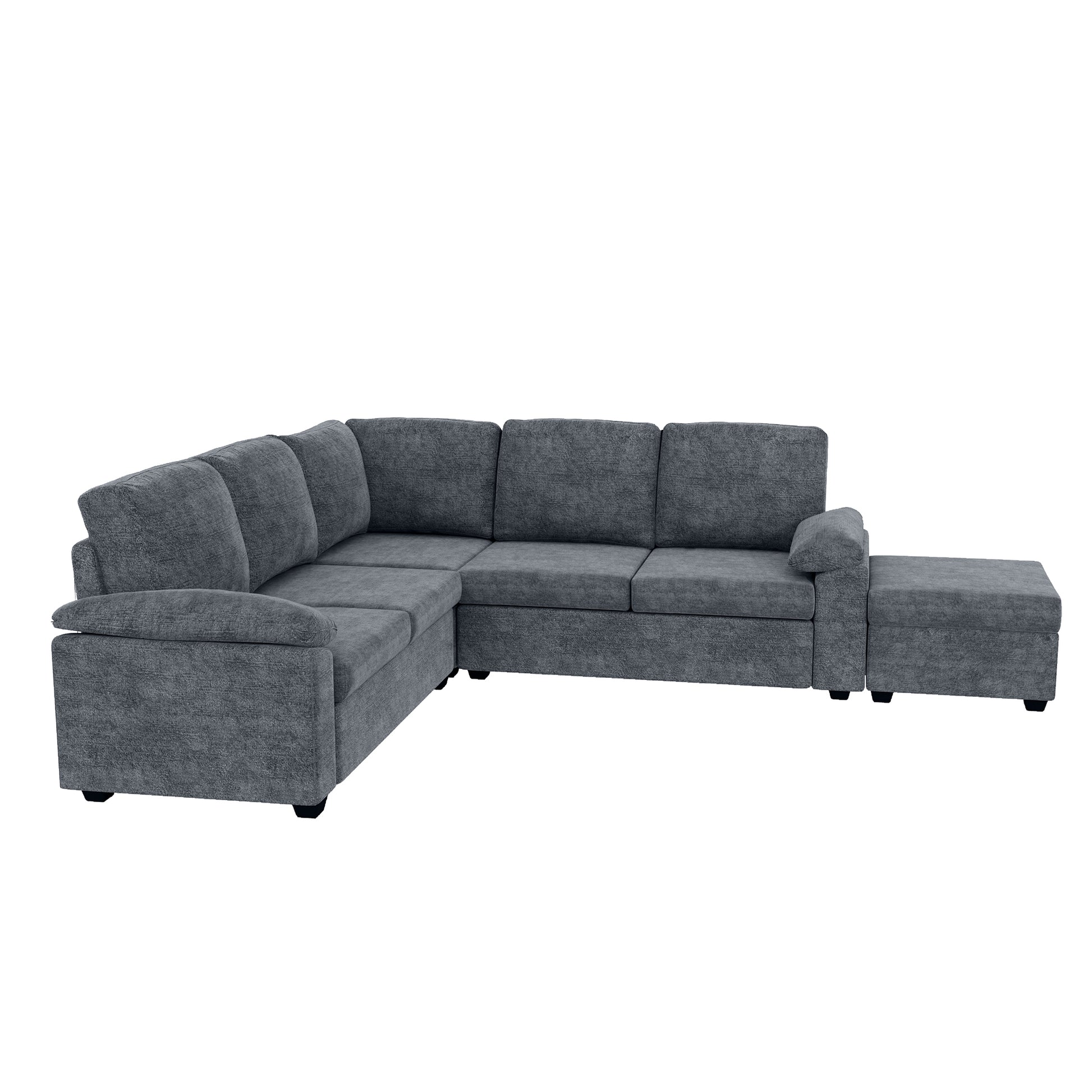 84*84" Modern Velvet Sectional Sofa Set,Large U Shaped Upholstered Corner Couch With Ottoman,Armrest Pillow,6 Seat Indoor Furniture For Living Room,Apartment,Office,2 Colors Gray Velvet 6 Seat