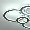 Homcom Led Hanging Chandelier Lighting Fixture W 6 Rings & 50,000 Hour Lifespan Silver Steel