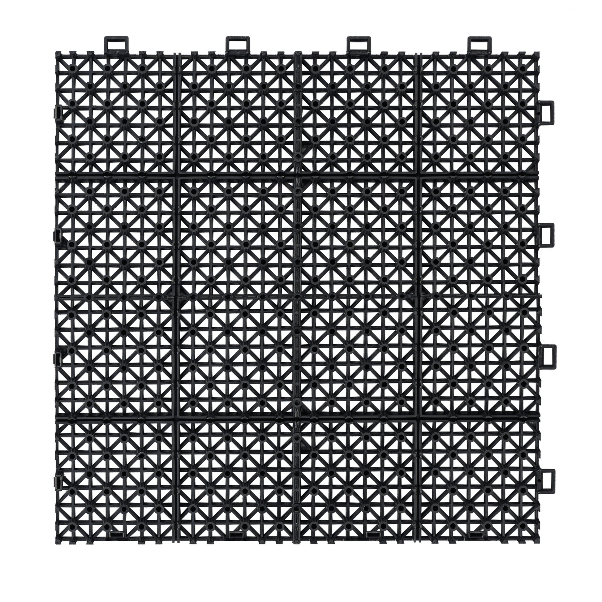 12 X 12 Inch Black Interlocking Deck Tiles Plastic Waterproof Outdoor All Weather Anti Slip Bathroom Shower Balcony Porch Strong Weight Capacity Upto 6613 Lbs, Rosette Pattern Pack Of 24 Black American Design,American Traditional Plastic