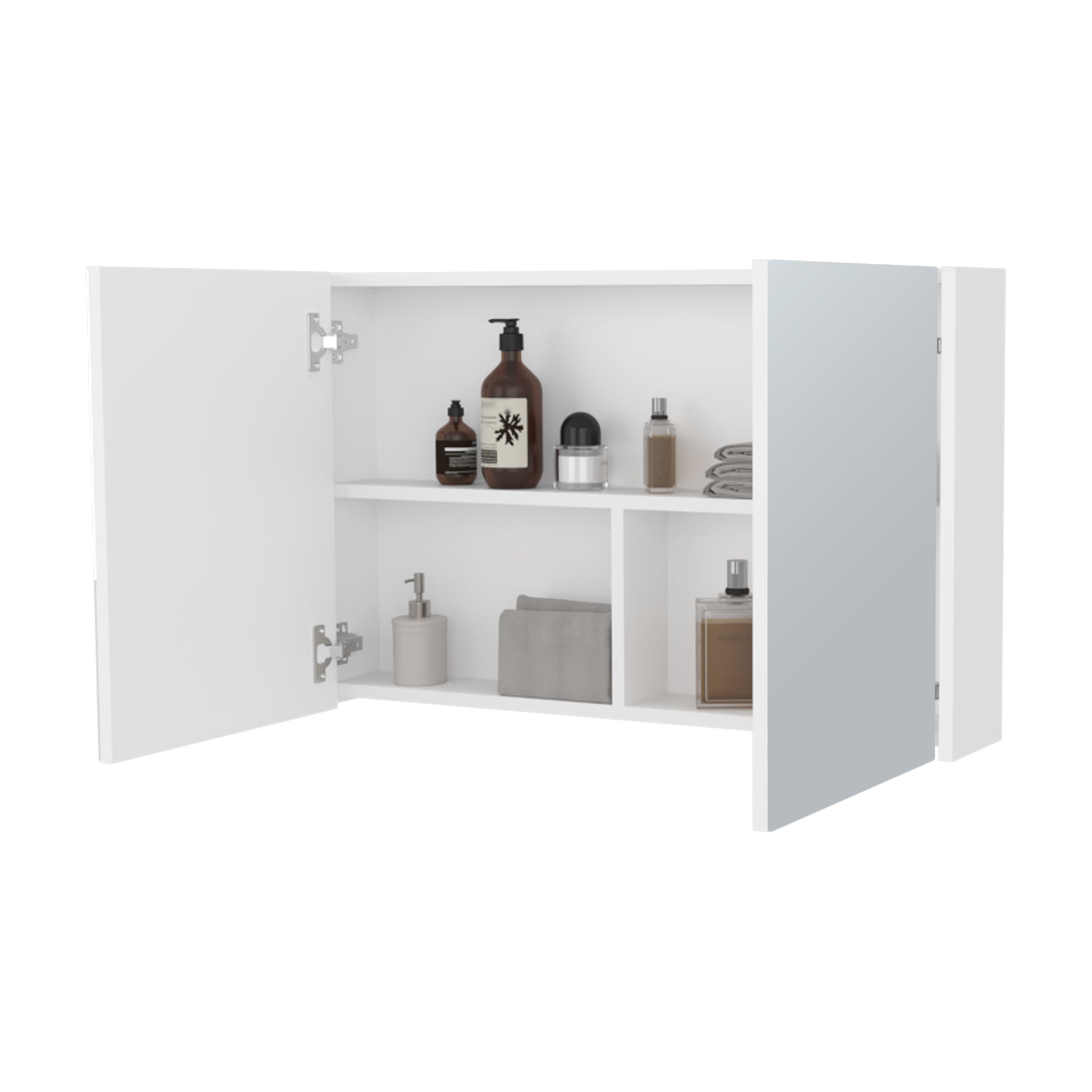 Mcnary Medicine Cabinet With Included Mirrors And 2 Doors, White White 2 3 24 To 35 In Mirror Included Bathroom Wall Mounted Modern 5 10 Inches Particle Board Melamine