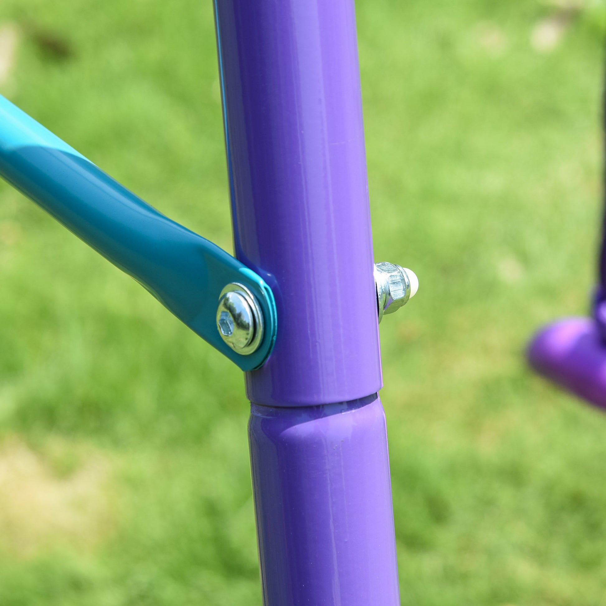 Outsunny Metal Swing Set With Glider, Two Swing Seats And Adjustable Height, Outdoor Heavy Duty A Frame Suitable For Playground, Backyard, Purple Purple Metal
